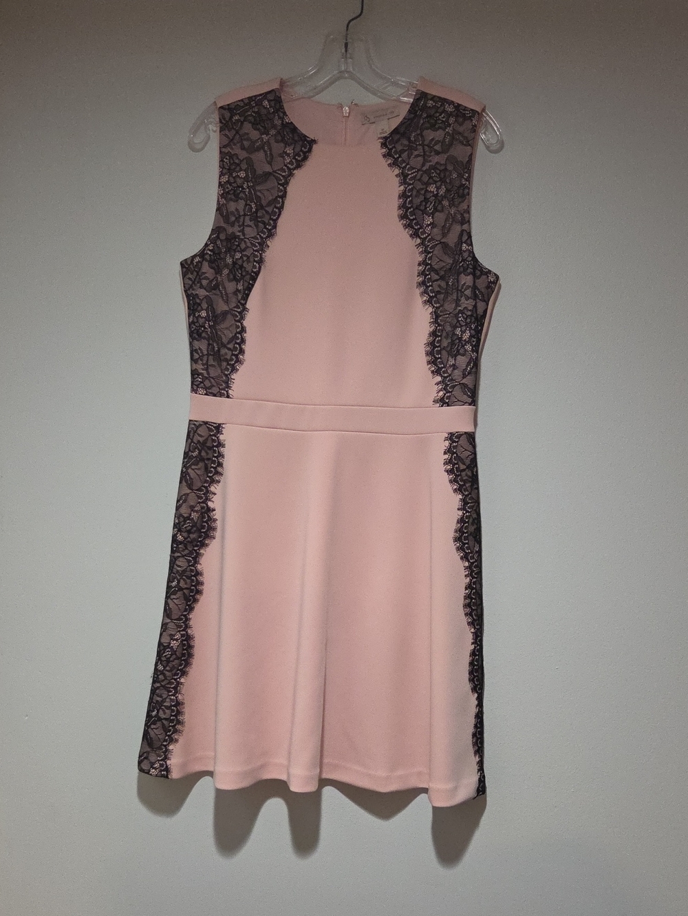 Dress Barn Sleeveless Pink Lace-Trim Fit & Flare Dress Size 12